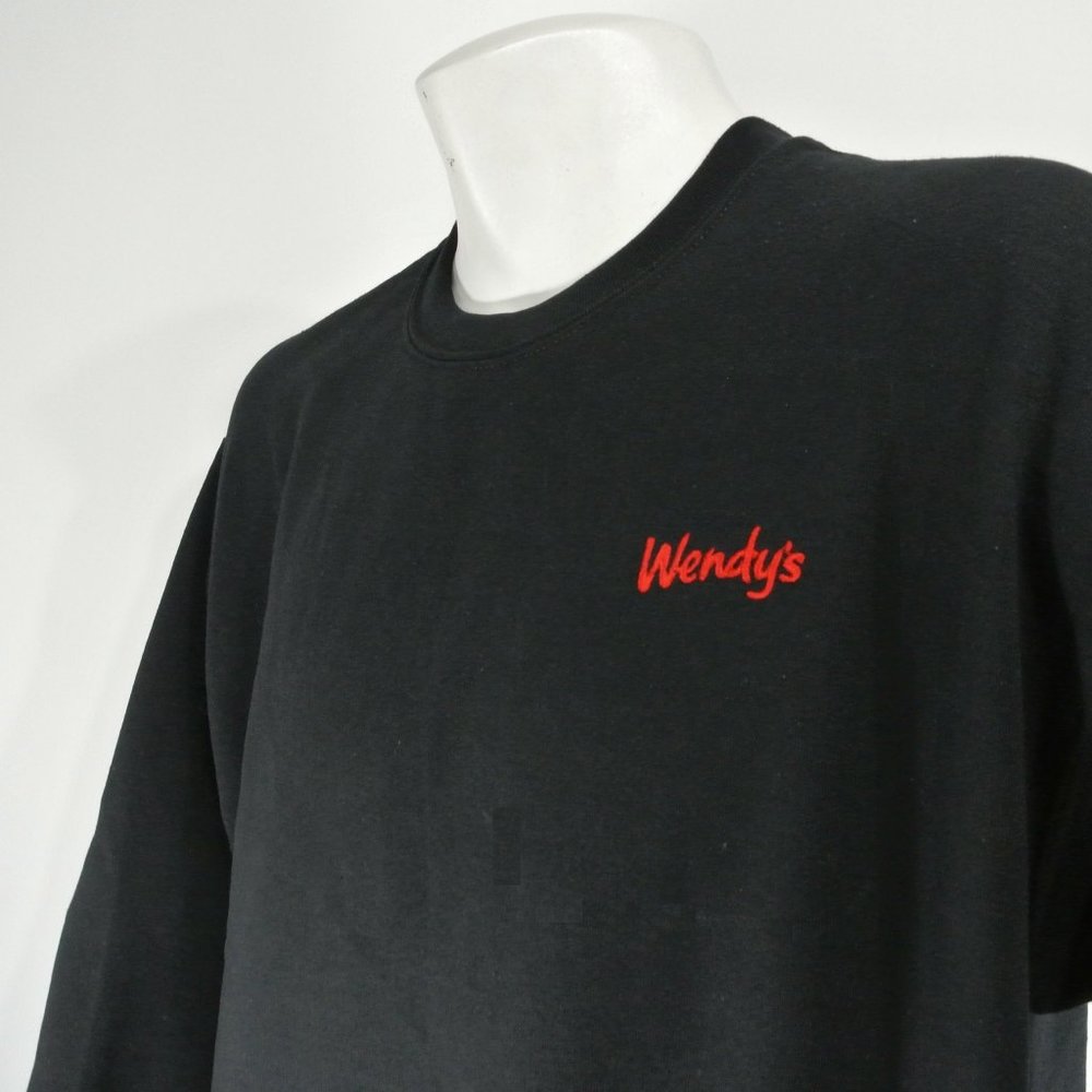 WENDY'S Hamburgers Black Sweatshirt Employee Uniform Shirt Size S Small